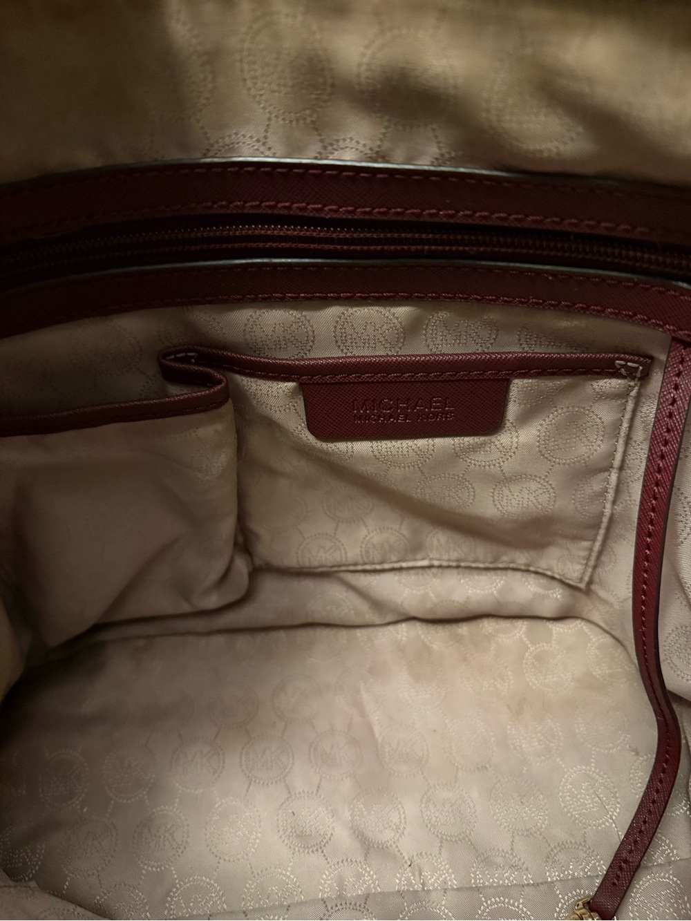 LIKE- NEW Michael Kors Charlotte Large Top Zip Tote Dark Cherry - Picture 7 of 7